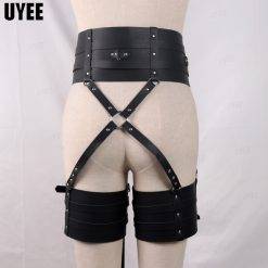 Uyee lingerie sexy para mulher couro do plutônio bdsm arnês thight garter cinto cinta corpo punk estilo gótico erótico gaiola de bondage suspender Vestuário