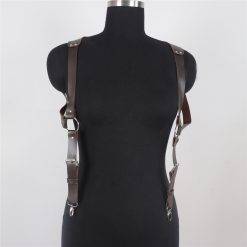 Uyee punk moda pu suspensórios de couro para homens camisa calças fivela cintos ajustáveis correias colete cintas arnês rave fetiche Vestuário