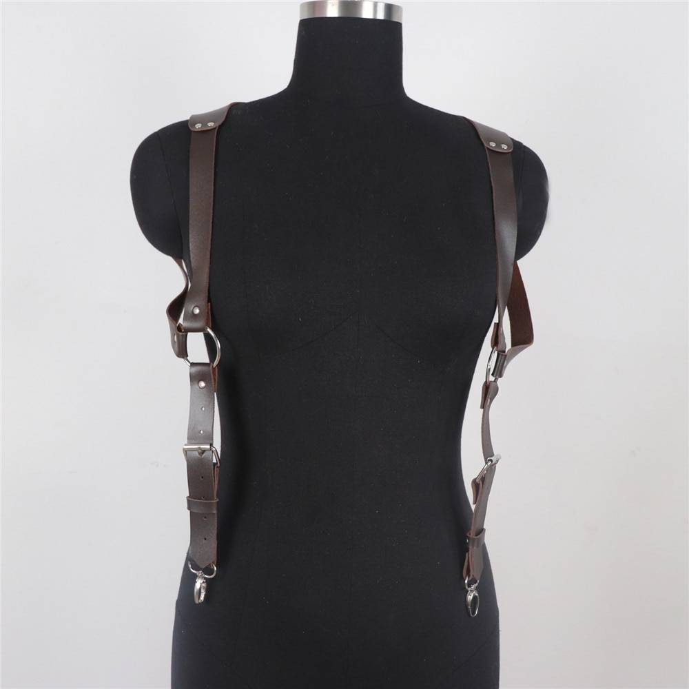 Uyee punk moda pu suspensórios de couro para homens camisa calças fivela cintos ajustáveis correias colete cintas arnês rave fetiche Vestuário