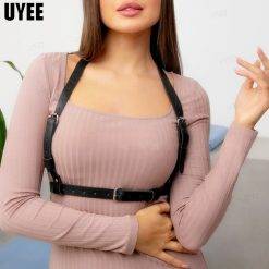 Uyee sexy porn underwear feminino arnês corpo bondage lingerie couro do plutônio punk ligas gótico espada cinto fetiche usar rave roupas Vestuário