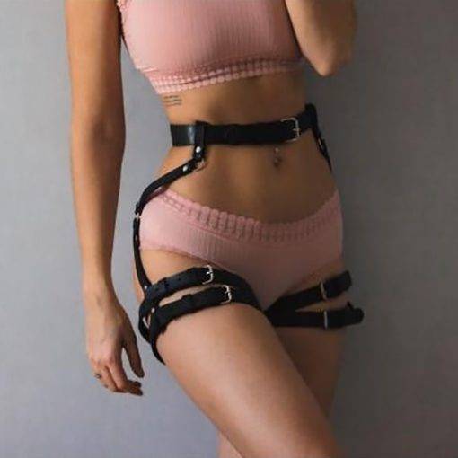 Uyee sexy porn underwear feminino arnês corpo bondage lingerie couro do plutônio punk ligas gótico espada cinto fetiche usar rave roupas Vestuário