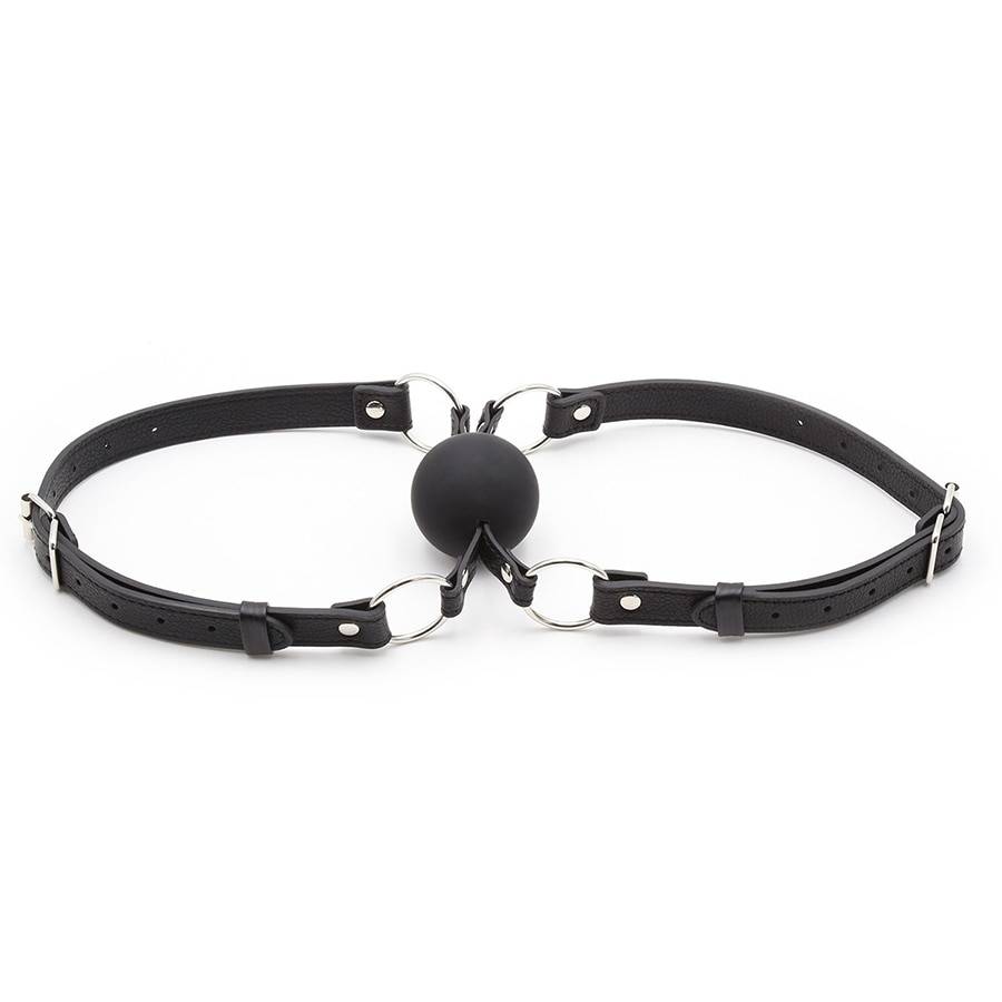 Bola de silicone dupla boca e mordaça, 50mm, projeto de bola dupla de couro, brinquedos sexuais adultos para casais, bdsm de bondage