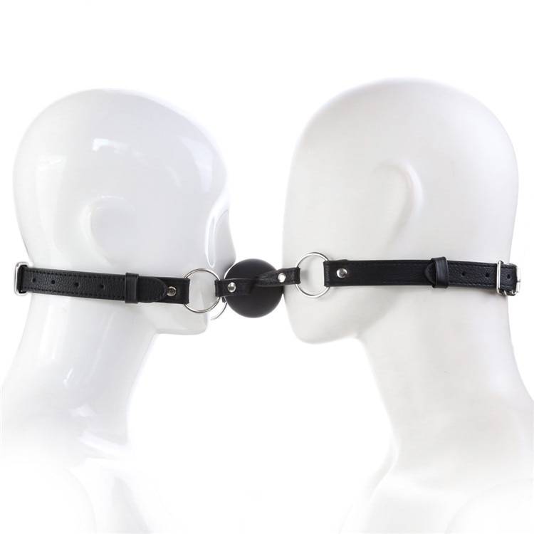 Bola de silicone dupla boca e mordaça, 50mm, projeto de bola dupla de couro, brinquedos sexuais adultos para casais, bdsm de bondage