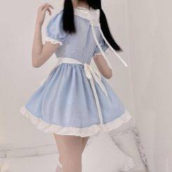 Bonito puro menina lolita vestido plissado roupa de empregada doméstica japonês servo cosplay trajes sexy avental diário uniforme kawaii pijamas conjunto novo Vestuário