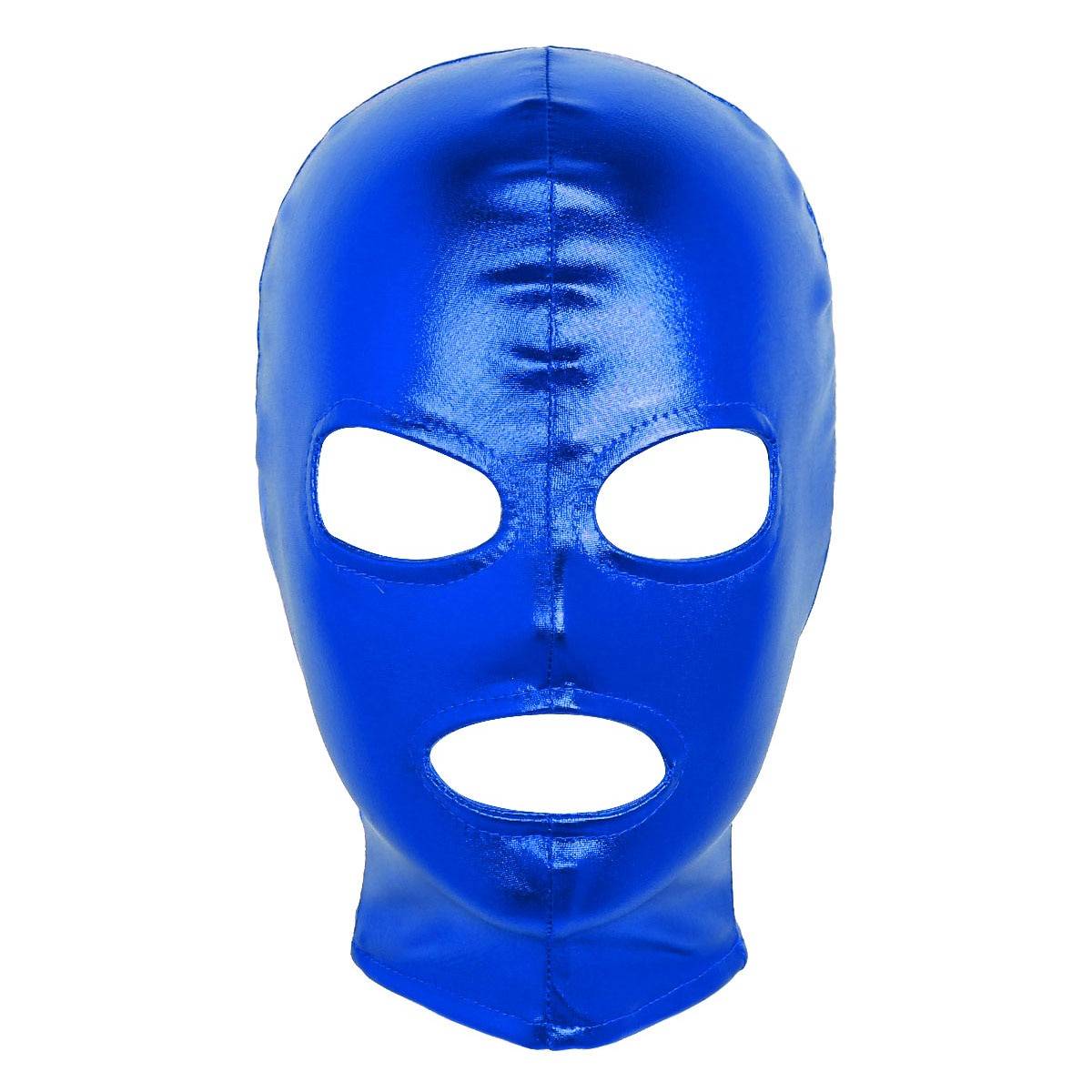 Máscara facial metálica brilhante, "unissex mulheres homens cosplay máscara do rosto látex olhos e boca abertos máscara facial capuz para fantasia de dramatização