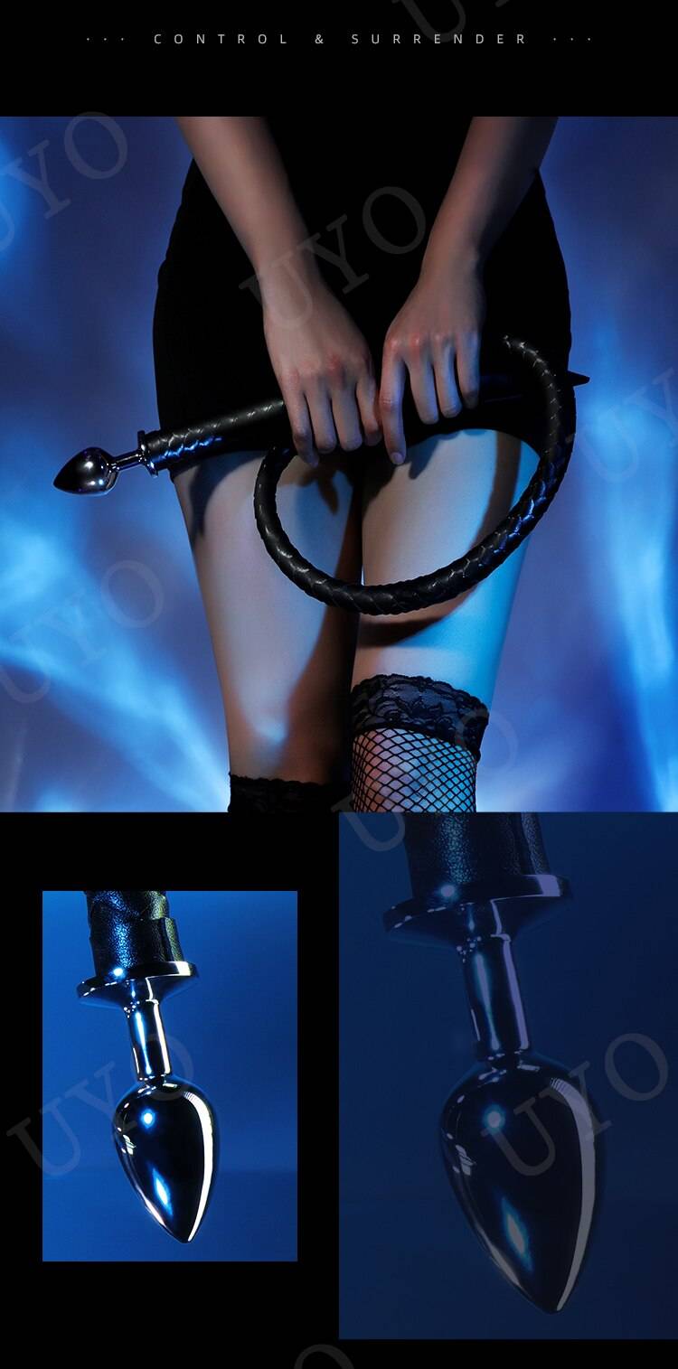 Metal anal plug bdsm escravo jogo fetiche brinquedo anal cosplay chicote pele pato anal plug cauda casal flertando brinquedos sexuais para mulheres uyo