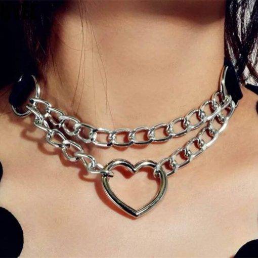 Uyee mulher homem gótico gargantilha colar preto couro do plutônio punk rebite colar com corrente sexy aço inoxidável jóias pingentes redondos Vestuário