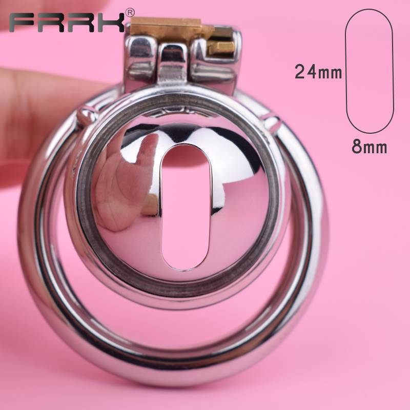 Dispositivo pequeno da gaiola da castidade do metal do hemisfério frrk com 2 estilo diferente do fechamento de aço inoxidável bdsm pênis anéis adultos brinquedos sexuais