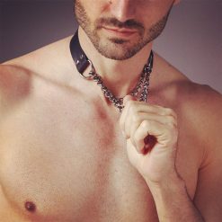 2022 fetish homem arnês de couro colar artesanal estilo punk pescoço gargantilha bdsm bondage gay roupas acessórios exóticos Vestuário