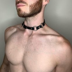 2022 fetish homem arnês de couro colar artesanal estilo punk pescoço gargantilha bdsm bondage gay roupas acessórios exóticos Vestuário