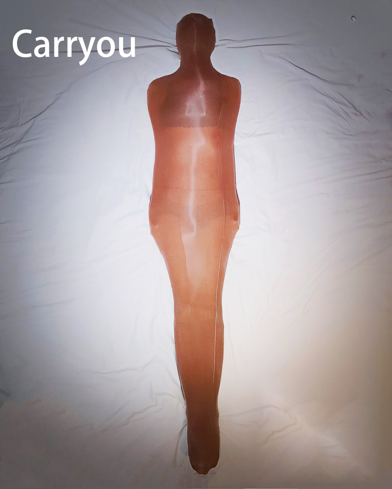 Super óleo brilhante apertado corpo inteiro meias saco de dormir múmia bondage pullover oleosa de uma peça só collants all-inclusive