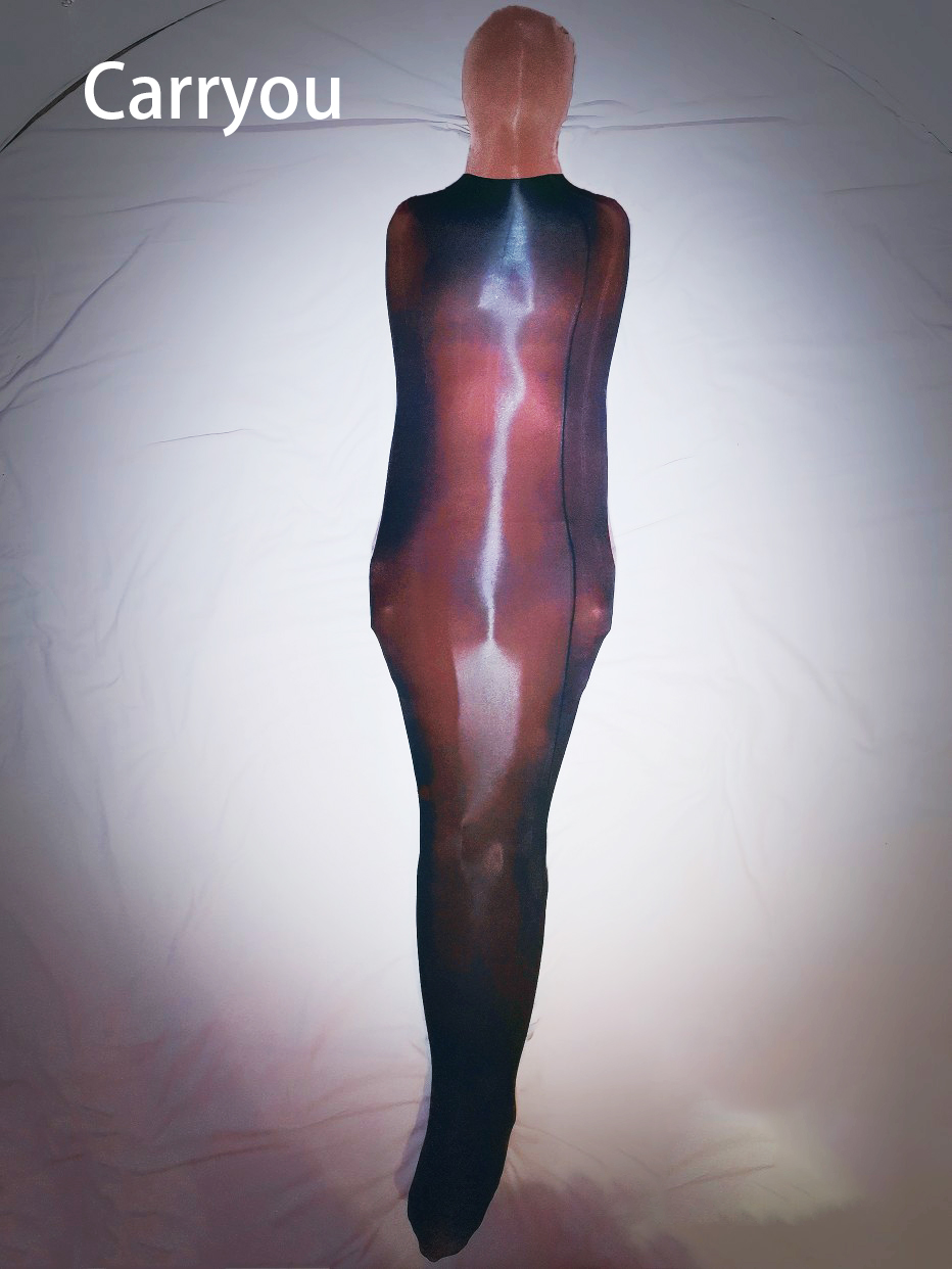 Super óleo brilhante apertado corpo inteiro meias saco de dormir múmia bondage pullover oleosa de uma peça só collants all-inclusive