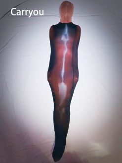 Super óleo brilhante apertado corpo inteiro meias saco de dormir múmia bondage pullover oleosa de uma peça só collants all-inclusive Vestuário