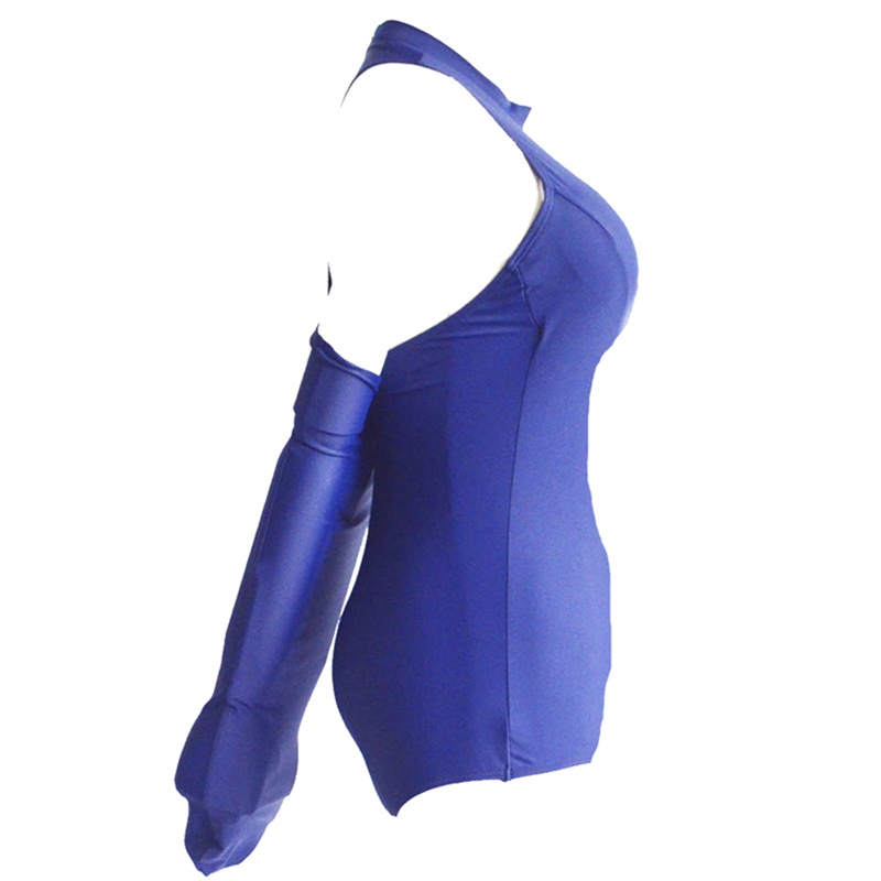 Elastano bodysuit maiô braço binder lingerie crotchless lockable apertado restrições