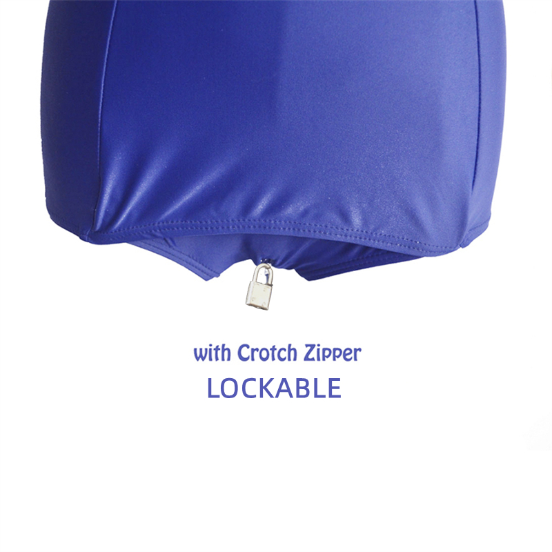 Elastano bodysuit maiô braço binder lingerie crotchless lockable apertado restrições