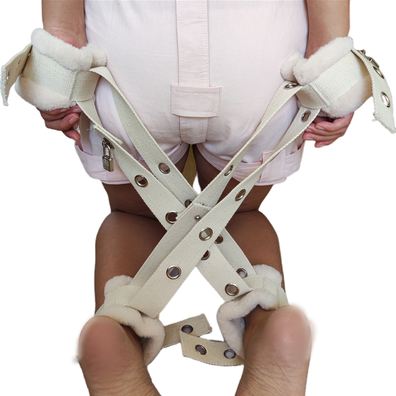 Lona resistente hogtie cruz algemas travando macio anklecuffs bdsm restrições conjunto de bondage