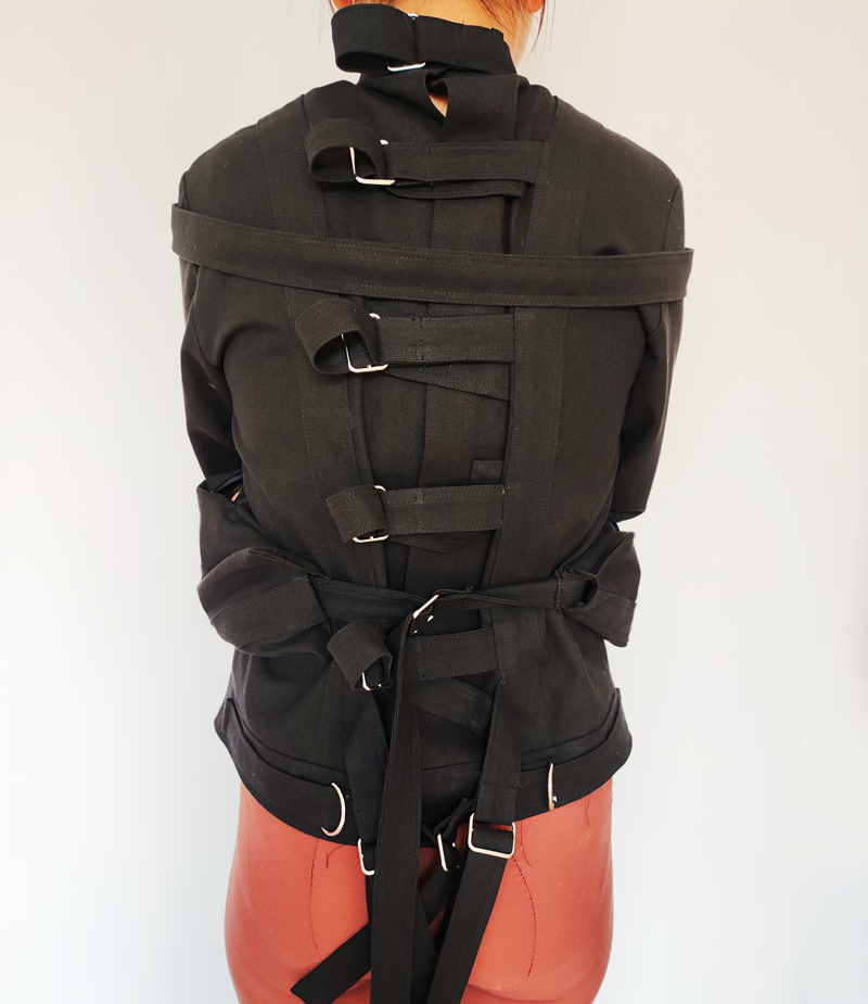 Abdl canvas straitjacket bondage engrenagem corpo restrições terno jaqueta reta dispositivo homem mulher