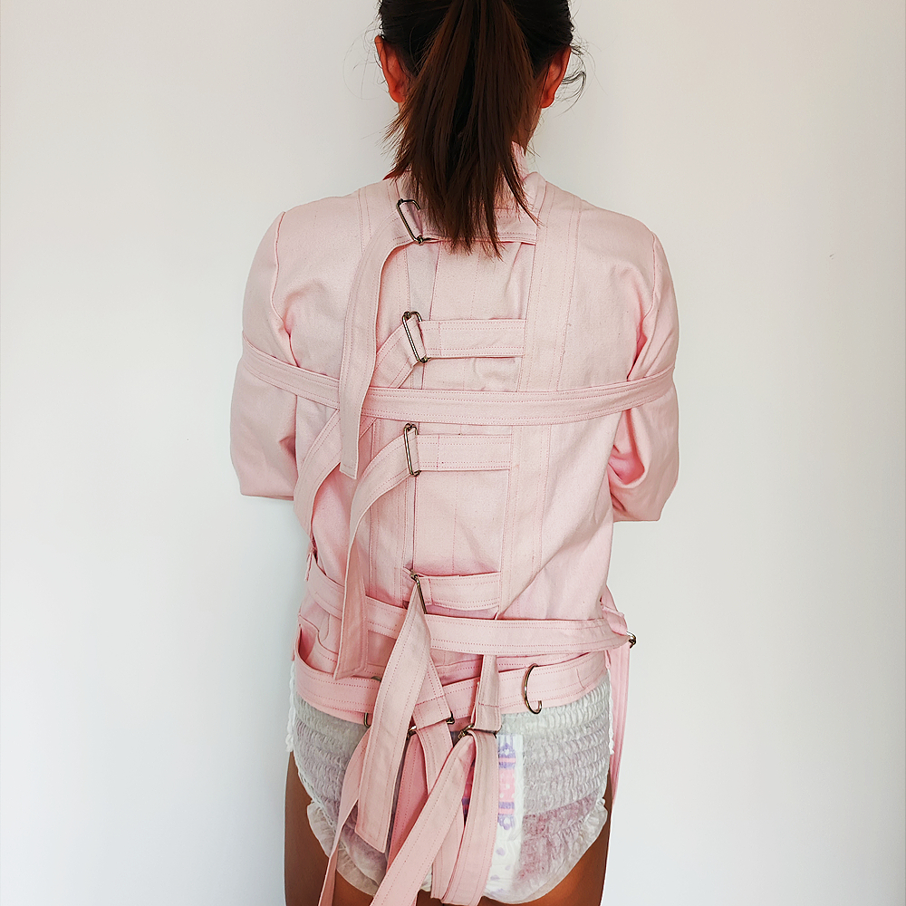 Abdl canvas straitjacket bondage engrenagem corpo restrições terno jaqueta reta dispositivo homem mulher