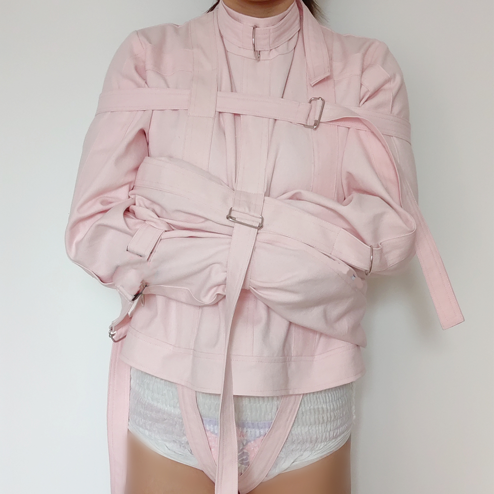 Abdl canvas straitjacket bondage engrenagem corpo restrições terno jaqueta reta dispositivo homem mulher