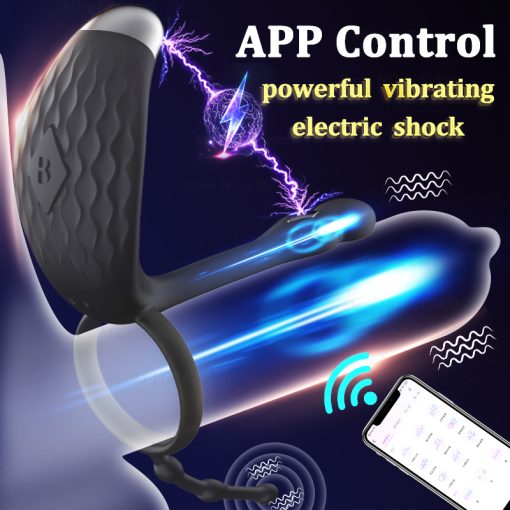 App controle vibratório galo pênis anel choque elétrico retardada ejaculação clitóris estimular vibrador sexo brinquedo para casais homem Vibradores