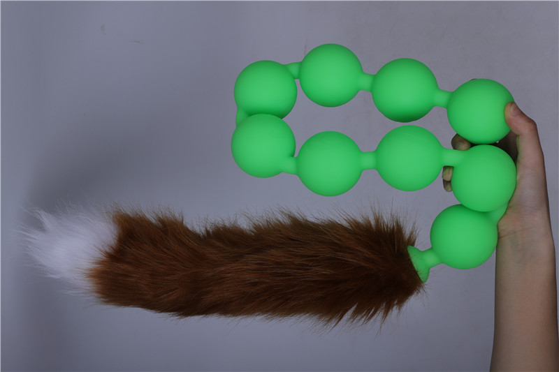 Super longo luminoso ovo spawn formação anal contas profundo vaginal ânus dilatador enorme silicone cauda butt plug brinquedos sexuais para homens