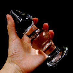 80mm grande cristal vibrador pyrex vidro anal butt plug talão vagina dildo adulto próstata g-ponto masturbação brinquedo do sexo para homens femininos gay Inserção