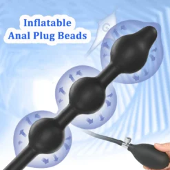 Plug anal inflável de três bolas sendo cheio pela bomba de mão