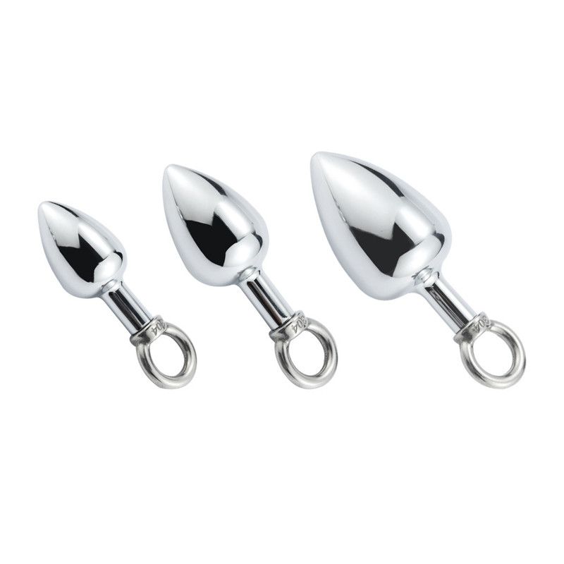 40/45/50mm metal anal gancho com anel de pênis para masculino anal plug penis castidade bloqueio fetiche galo anel sexo brinquedos para homens
