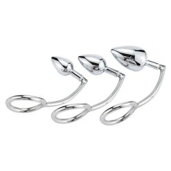 40/45/50mm metal anal gancho com anel de pênis para masculino anal plug penis castidade bloqueio fetiche galo anel sexo brinquedos para homens Inserção