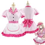 Anime meu vestido querida marin kitagawa cosplay traje bonito lolita meninas rosa listrado empregada vestido uniforme dia das bruxas terno Vestuário
