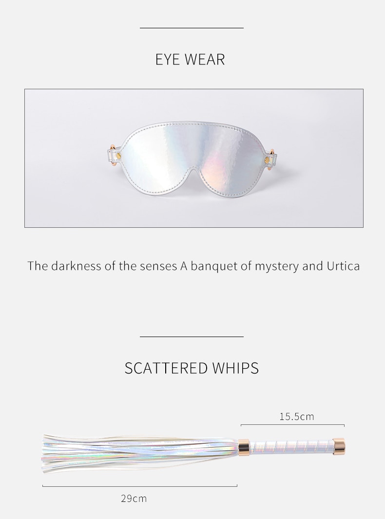 Bdsm brilhante de couro sexy conjunto cama bondage kits restrição algemas colar mordaça máscara de olho brinquedos sexuais para casais adultos