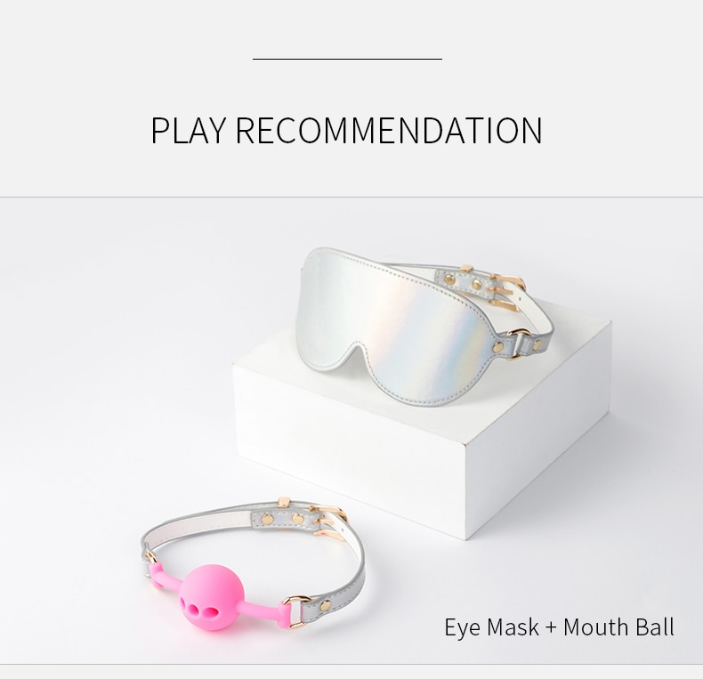 Bdsm brilhante de couro sexy conjunto cama bondage kits restrição algemas colar mordaça máscara de olho brinquedos sexuais para casais adultos