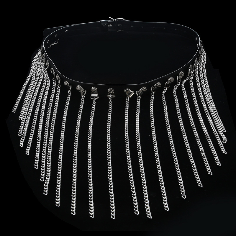 Cinto de corrente de cintura preto punk de couro em camadas cadeias de corpo barriga jóias acessórios rave para mulheres e meninas