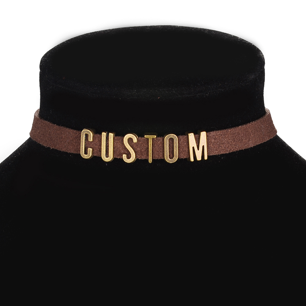 Colar com letras personalizadas, colar estilo vintage de veludo com figuras escritas, na cor preta, marrom, para mulheres, desenho amor, bruxa, faça você mesmo, nome, carta