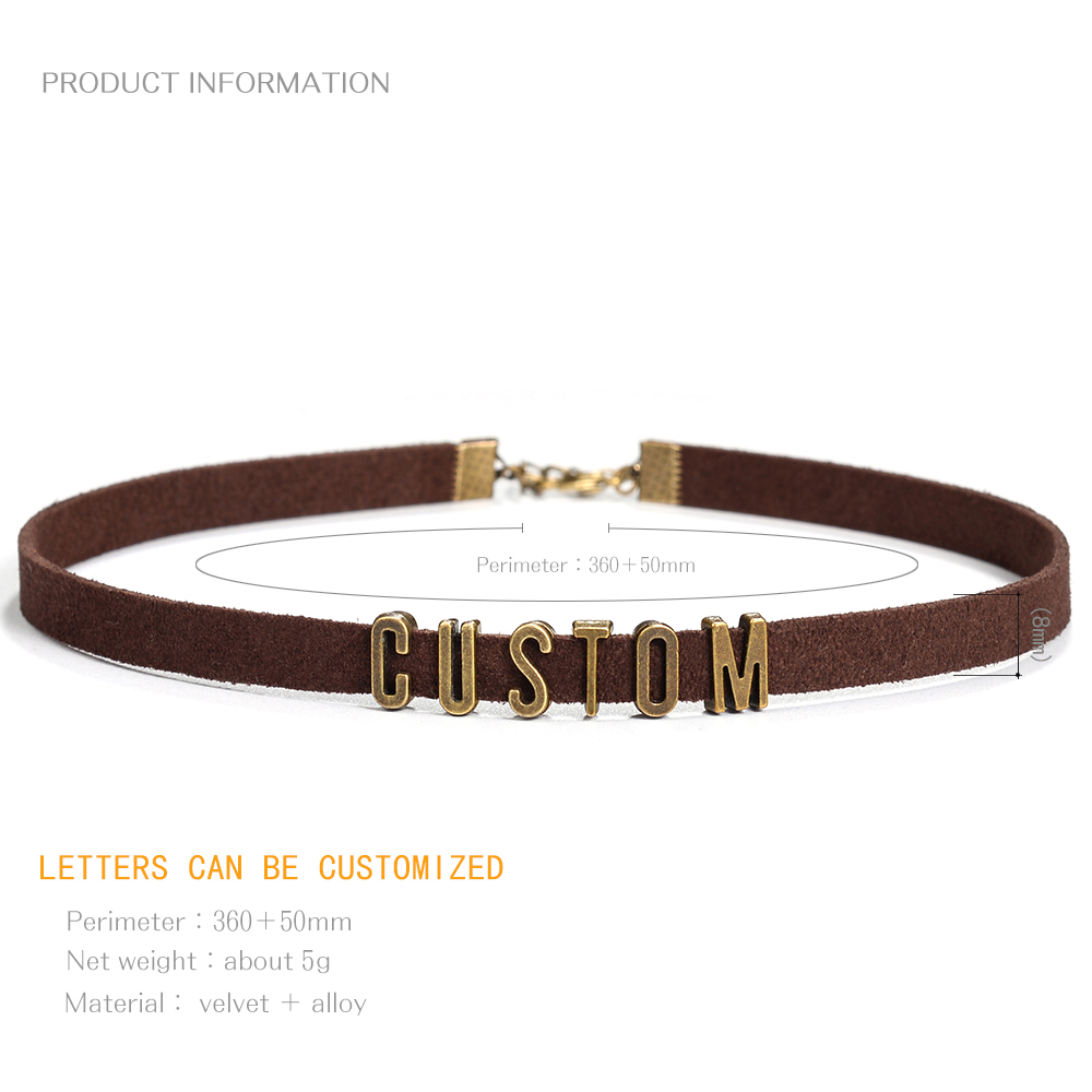 Colar com letras personalizadas, colar estilo vintage de veludo com figuras escritas, na cor preta, marrom, para mulheres, desenho amor, bruxa, faça você mesmo, nome, carta