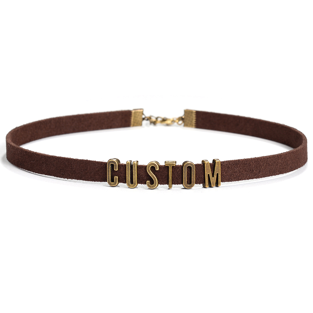 Colar com letras personalizadas, colar estilo vintage de veludo com figuras escritas, na cor preta, marrom, para mulheres, desenho amor, bruxa, faça você mesmo, nome, carta