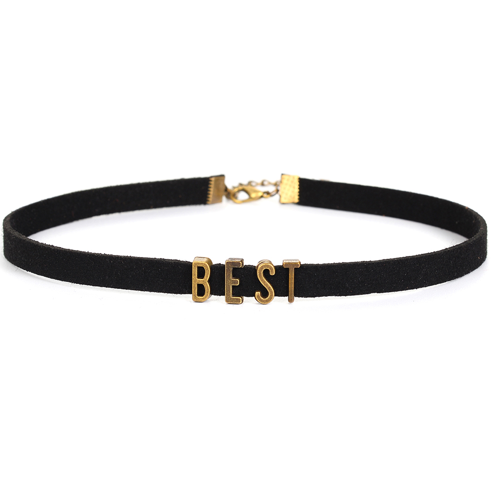 Colar com letras personalizadas, colar estilo vintage de veludo com figuras escritas, na cor preta, marrom, para mulheres, desenho amor, bruxa, faça você mesmo, nome, carta