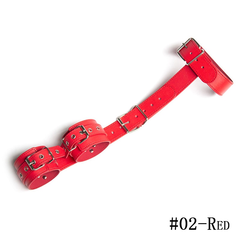 Couro atrás algemas pescoço colar fetiche sexo escravo bdsm bondage erótico brinquedo do sexo para mulheres cinta de pulso restrição adulto brinquedos sexuais