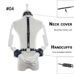 Couro atrás algemas pescoço colar fetiche sexo escravo bdsm bondage erótico brinquedo do sexo para mulheres cinta de pulso restrição adulto brinquedos sexuais BDSM Bondage