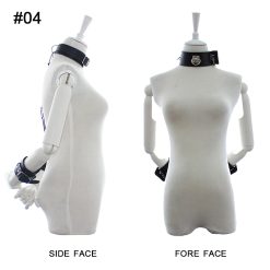 Couro atrás algemas pescoço colar fetiche sexo escravo bdsm bondage erótico brinquedo do sexo para mulheres cinta de pulso restrição adulto brinquedos sexuais BDSM Bondage