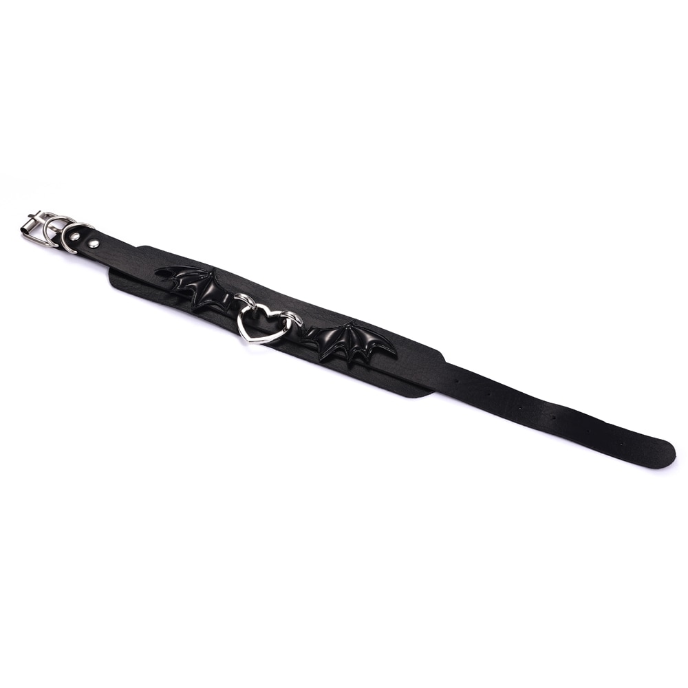 Couro preto morcego asas gargantilha colar para mulheres meninas goth bonito colar de coração gótico jóias estética acessórios de halloween