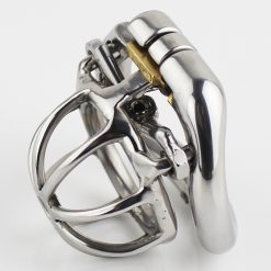 Dispositivo masculino da castidade de aço inoxidável super pequeno tamanho penis lock com 4 tamanho arco base anel com afiada estilo anti-espinho gaiola de galo Cintos de Castidade