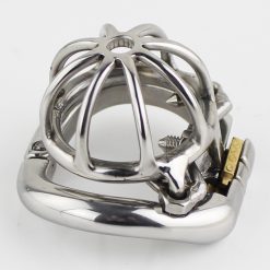 Dispositivo masculino da castidade de aço inoxidável super pequeno tamanho penis lock com 4 tamanho arco base anel com afiada estilo anti-espinho gaiola de galo Cintos de Castidade