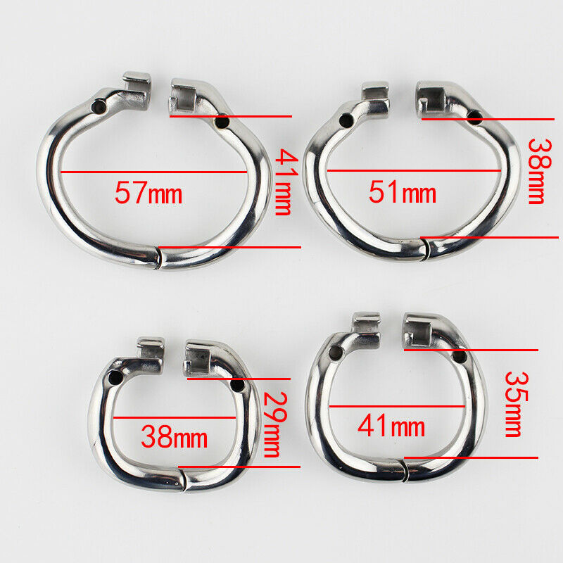 Dispositivo masculino da castidade de aço inoxidável super pequeno tamanho penis lock com 4 tamanho arco base anel com afiada estilo anti-espinho gaiola de galo