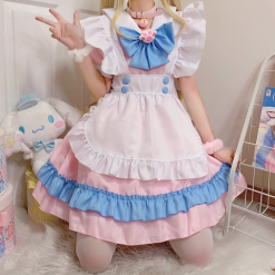 Mais tamanho kawaii vestido cosplay trajes escola menina maid outfits vestido vitoriano anime rosa japonês gothic lolita roupas Vestuário
