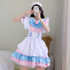 Mais tamanho kawaii vestido cosplay trajes escola menina maid outfits vestido vitoriano anime rosa japonês gothic lolita roupas Vestuário