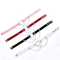 Punk chain gargantilha colar para mulheres meninas de couro preto coração chockers colar goth jóias gótico acessórios de moda Vestuário