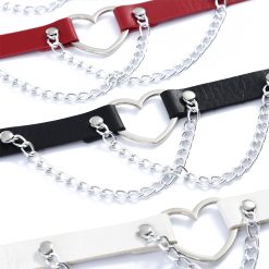 Punk chain gargantilha colar para mulheres meninas de couro preto coração chockers colar goth jóias gótico acessórios de moda Vestuário