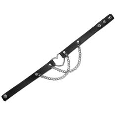 Punk chain gargantilha colar para mulheres meninas de couro preto coração chockers colar goth jóias gótico acessórios de moda Vestuário