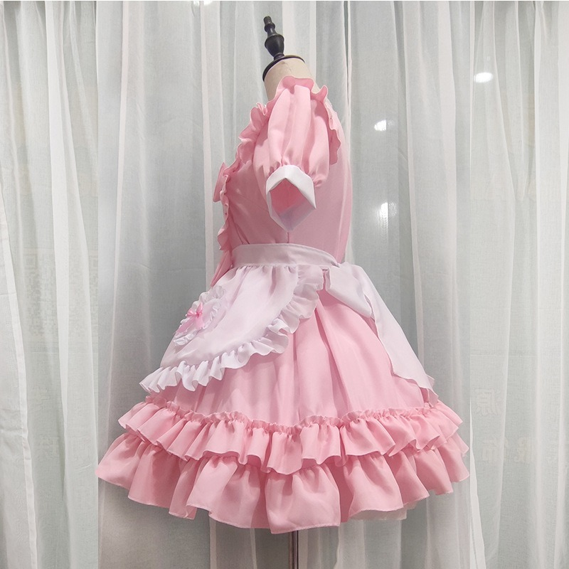 Sexy lolita rosa empregada vestido japonês doce mulher kawaii vestido rpg traje halloween festa cosplay anime kawaii roupas